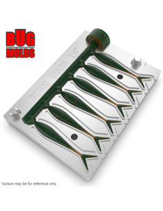 Fishing Soft Bait Multi-cavity Aluminum mold  VJerk 1,6 inch 6-cav vol. 0,27 fl oz (7,91 cm^3)  ID W595_6a1 from Bugmolds