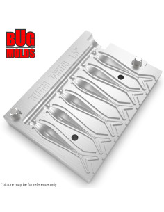 Fishing Soft Bait Multi-cavity Aluminum mold  VJerk 1,6 inch 6-cav vol. 0,27 fl oz (7,91 cm^3)  ID W595_6a1 from Bugmolds 2