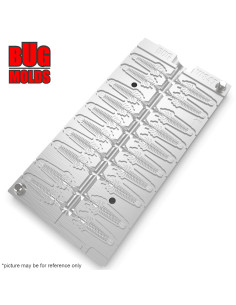Fishing Soft Bait Multi-cavity Aluminum mold  Hellgrammite 1 inch 20-cav vol. 0,61 fl oz (18,05 cm^3)  ID W847_20a1 from Bugmold 2