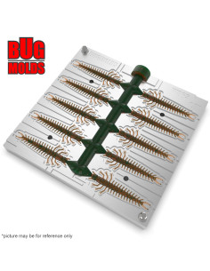 Fishing Soft Bait Multi-cavity Aluminum mold  Hellgrammite 2 inch 10-cav vol. 0,55 fl oz (16,18 cm^3)  ID W865_10a1 from Bugmold