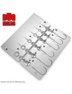 Aluminum CNC Mold Jig Head Eyehole Round 1,8-14,2g 6-cav: 1,8-3,5-5,3-7,1-10,6-14,2g ID L1186 2