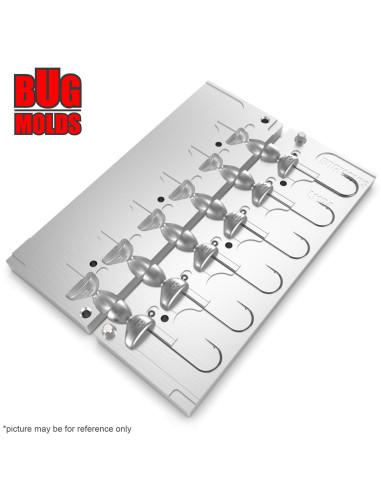 Aluminum CNC Mold Jig Head TipUp 12-18g 6-cav: 12-12-14-14-18-18g ID L1194