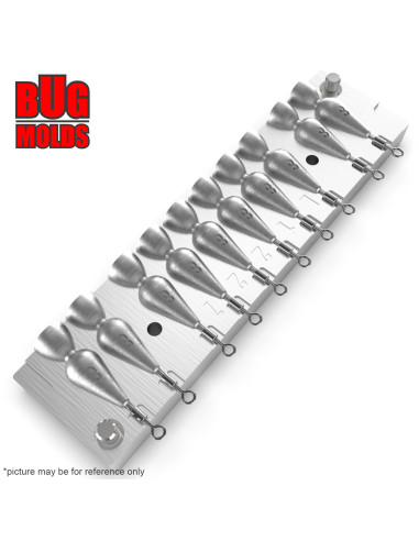 Aluminum CNC Mold Jig Rig Long Drop 8g 10-cav: 8-8-8-8-8-8-8-8-8-8g ID L1227