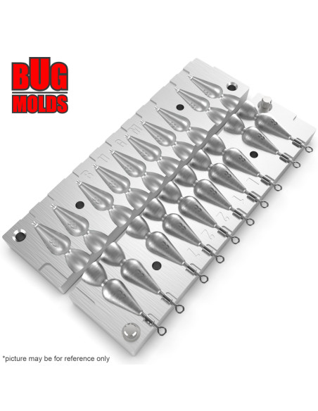 Aluminum CNC Mold Jig Rig Long Drop 8g 10-cav: 8-8-8-8-8-8-8-8-8-8g ID L1227