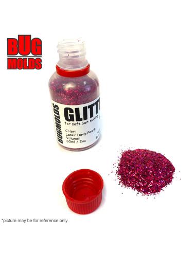 Holographic glitter powder for DIY bait making Laser Deep Peach color 0,6mm 60ml / 2oz ID G021