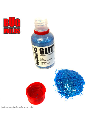 Holographic glitter powder for DIY bait making Pearl Fluo Blue color 1mm 60ml / 2oz ID G024