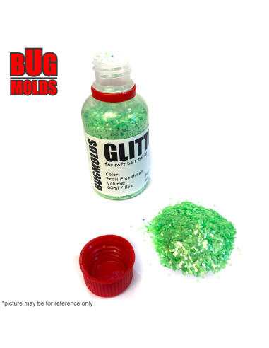 Holographic glitter powder for DIY bait making Pearl Fluo Green color 1mm 60ml / 2oz ID G026