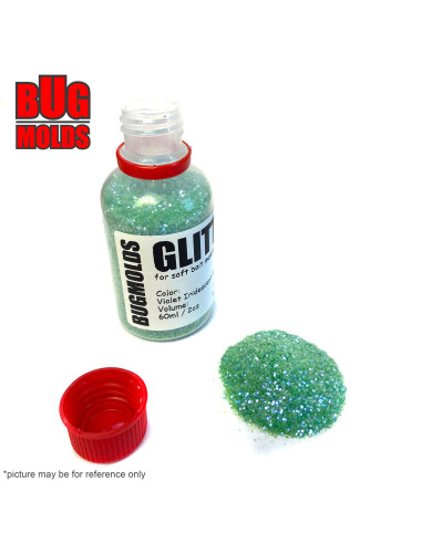 Holographic glitter powder for DIY bait making Violet Iridescent Green color 0,6mm 60ml / 2oz ID G028