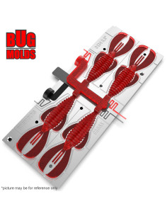 Fishing Soft Bait 2-Port Multi-cavity Aluminum mold RageBug 3,8 inch 4-cav ID 2C134_4a from Bugmolds