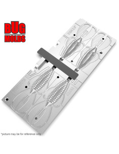 Fishing Soft Bait 2-Port Multi-cavity Aluminum mold RageBug 3,8 inch 4-cav ID 2C134_4a from Bugmolds 2