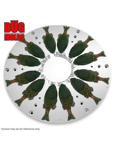 Fishing Soft Bait Centrifugal aluminum mold CM001 12-cav diam. 23cm/9,1inch from Bugmolds