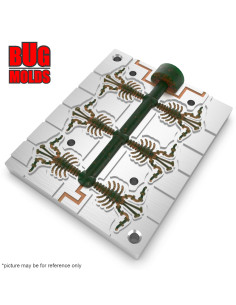 Fishing Soft Bait Multi-cavity Aluminum mold  Mosya 1 inch 6-cav vol. 0,19 fl oz (5,49 cm^3)  ID B101_6a1 from Bugmolds