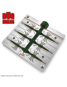 Fishing Soft Bait Multi-cavity Aluminum mold  MayflyNymphCustom 1 inch 6-cav vol. 0,25 fl oz (7,36 cm^3)  ID B104_6a1 from Bugmo