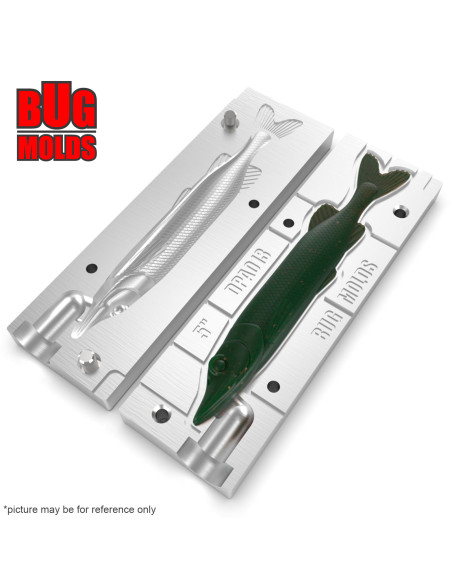 Fishing soft bait mold Y-Pike 5 inch model ID DPA013 from Bugmolds