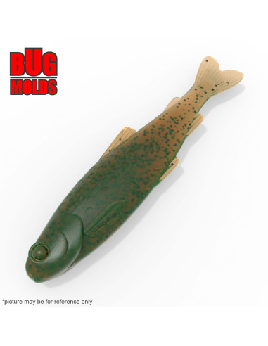 Fishing soft bait mold Y-Trout 4 inch model ID DPA015 from Bugmolds