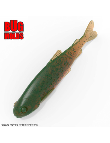 Fishing soft bait mold Y-Trout 4 inch model ID DPA015 from Bugmolds