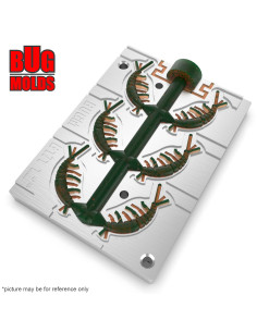 Fishing Soft Bait Multi-cavity Aluminum mold  CaddisflyLarwa 1,2 inch 6-cav vol. 0,29 fl oz (8,55 cm^3)  ID B171_6a1 from Bugmol