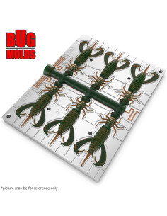 Fishing Soft Bait Multi-cavity Aluminum mold  RageLarva 3 inch 6-cav vol. 1,32 fl oz (39,13 cm^3)  ID B183_6a1 from Bugmolds