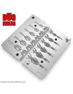 Aluminum CNC Mold Jig Rig Pear Punchball Shape 1-6g 6-cav: 1-2-3-4-5-6g ID L1568 2