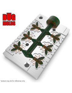 Fishing Soft Bait Multi-cavity Aluminum mold  Fly 0,5 inch 6-cav vol. 0,15 fl oz (4,53 cm^3)  ID B163_6a1 from Bugmolds