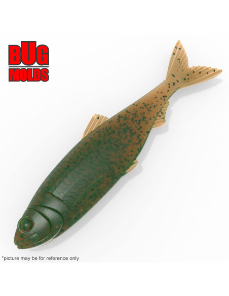 Fishing soft bait mold Y-Shad 4 inch model ID DPA020 from Bugmolds