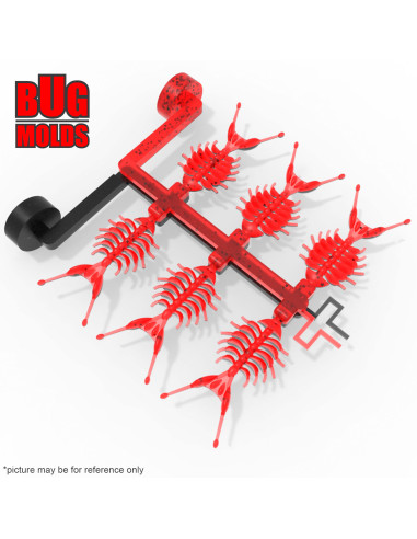 Fishing Soft Bait 2-Port Multi-cavity Aluminum mold DancingBoneDoctor 1,5 inch 6-cav ID 2C519_6a from Bugmolds