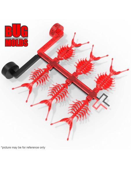 Fishing Soft Bait 2-Port Multi-cavity Aluminum mold DancingBoneDoctor 1,5 inch 6-cav ID 2C519_6a from Bugmolds