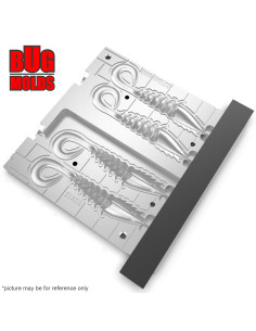 Fishing Soft Bait 2-Port Multi-cavity Aluminum mold PrawnWriggler 4 inch 4-cav ID 2T448_4a from Bugmolds 2
