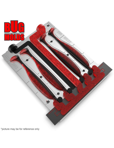 Fishing Soft Bait 2-Port Multi-cavity Aluminum mold EasyShiner 4 inch 4-cav ID 2V22_4a from Bugmolds