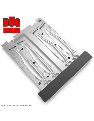 Fishing Soft Bait 2-Port Multi-cavity Aluminum mold EasyShiner 4 inch 4-cav ID 2V22_4a from Bugmolds