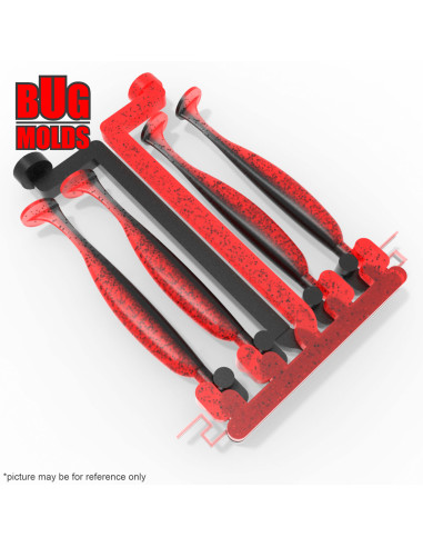 Fishing Soft Bait 2-Port Multi-cavity Aluminum mold EasyShiner 4 inch 4-cav ID 2V22_4a from Bugmolds