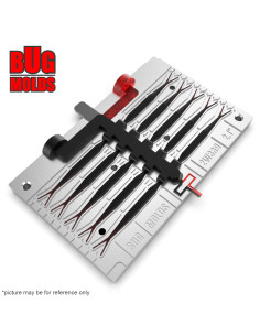 Fishing Soft Bait 2-Port Multi-cavity Aluminum mold SuperFluke 2,1 inch 0-cav ID 2W339_10a from Bugmolds