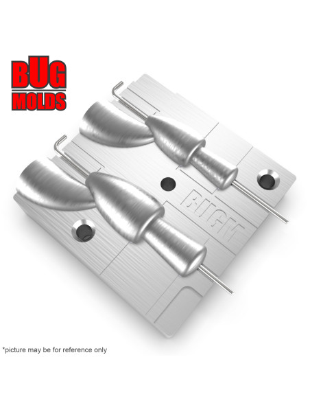 Aluminum CNC Mold InLine Sinker Bullet Rubber Skirt 14,2-28,3g 2-cav: 14,2-28,3g ID L1626