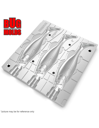 Fishing Soft Bait Multi-cavity Aluminum mold  Y-Bass 4 inch 3-cav ID DPA044_3ai from Bugmolds