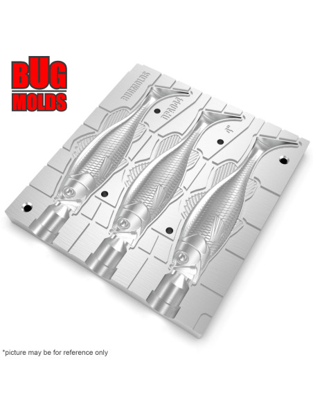 Fishing Soft Bait Multi-cavity Aluminum mold  Y-Bass 4 inch 3-cav ID DPA044_3ai from Bugmolds