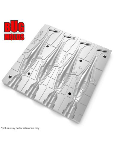 Fishing Soft Bait Multi-cavity Aluminum mold  Y-Catfish 4 inch 4-cav ID DPA045_4ai from Bugmolds