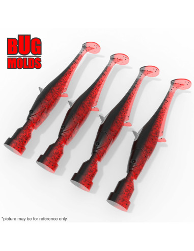 Fishing Soft Bait Multi-cavity Aluminum mold  Y-Catfish 4 inch 4-cav ID DPA045_4ai from Bugmolds