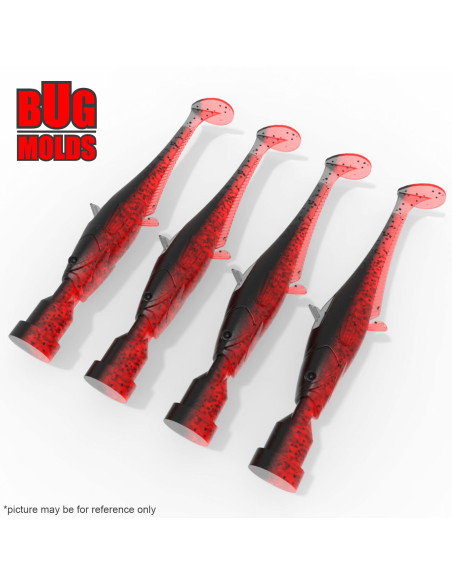 Fishing Soft Bait Multi-cavity Aluminum mold  Y-Catfish 4 inch 4-cav ID DPA045_4ai from Bugmolds