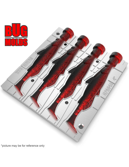 Fishing Soft Bait Multi-cavity Aluminum mold  Y-ChannelCatSwim 4 inch 4-cav ID DPA046_4ai from Bugmolds