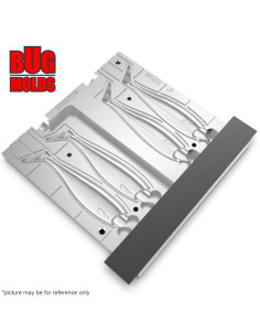 Fishing Soft Bait 2-Port Multi-cavity Aluminum mold NitroShad 4 inch 4-cav ID 2V1194_4a from Bugmolds 2