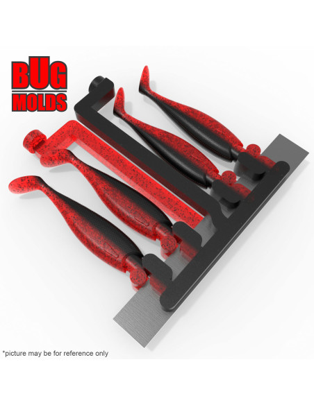 Fishing Soft Bait 2-Port Multi-cavity Aluminum mold NitroShad 4 inch 4-cav ID 2V1194_4a from Bugmolds