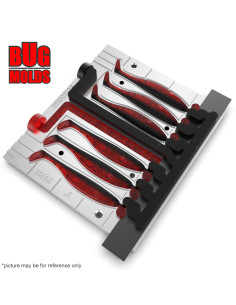 Fishing Soft Bait 2-Port Multi-cavity Aluminum mold ShadTeezSlim 3 inch 6-cav ID 2V741_6a from Bugmolds