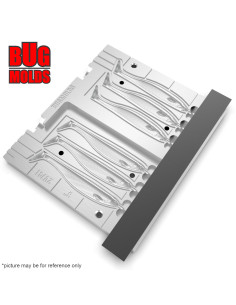 Fishing Soft Bait 2-Port Multi-cavity Aluminum mold ShadTeezSlim 3 inch 6-cav ID 2V741_6a from Bugmolds 2