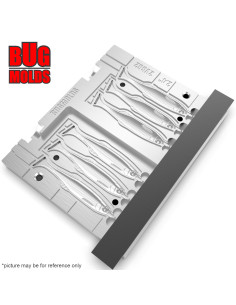 Fishing Soft Bait 2-Port Multi-cavity Aluminum mold TulkBait 2,4 inch 6-cav ID 2V882_6a from Bugmolds 2
