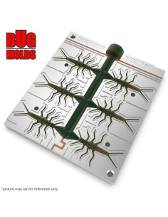 Fishing Soft Bait Multi-cavity Aluminum mold  MayFly 1,5 inch 6-cav vol. 0,35 fl oz (10,42 cm^3)  ID B174_6a1 from Bugmolds