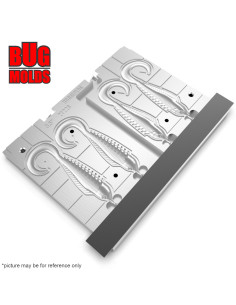 Fishing Soft Bait 2-Port Multi-cavity Aluminum mold Wriggler 3,5 inch 4-cav ID 2T226_4a from Bugmolds 2