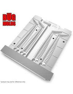 Fishing Soft Bait 2-Port Multi-cavity Aluminum mold SandeelVibro 4 inch 4-cav ID 2V719_4a from Bugmolds 2