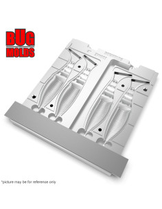 Fishing Soft Bait 2-Port Multi-cavity Aluminum mold ZakoPaddleTail 4 inch 4-cav ID 2V1007_4a from Bugmolds 2