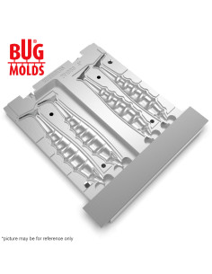 Fishing Soft Bait 2-Port Multi-cavity Aluminum mold Predator 4 inch 4-cav ID 2V1080_4a from Bugmolds 2