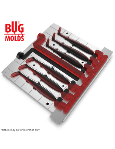 Fishing Soft Bait 2-Port Multi-cavity Aluminum mold BullTeez 4 inch 6-cav ID 2V1094_6a from Bugmolds